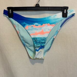 AA-261 Aerie NWT‎ Cheeky Blue & Orange Lined Summer Swim Bikini Bottoms Size XL